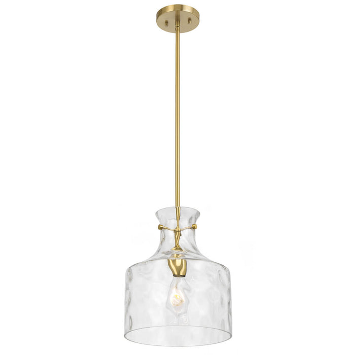 PERRON: Pendant Light with Textured Glass Shade (Available in Black, Antique Gold & Nickel, 1 Light & 4 Light)
