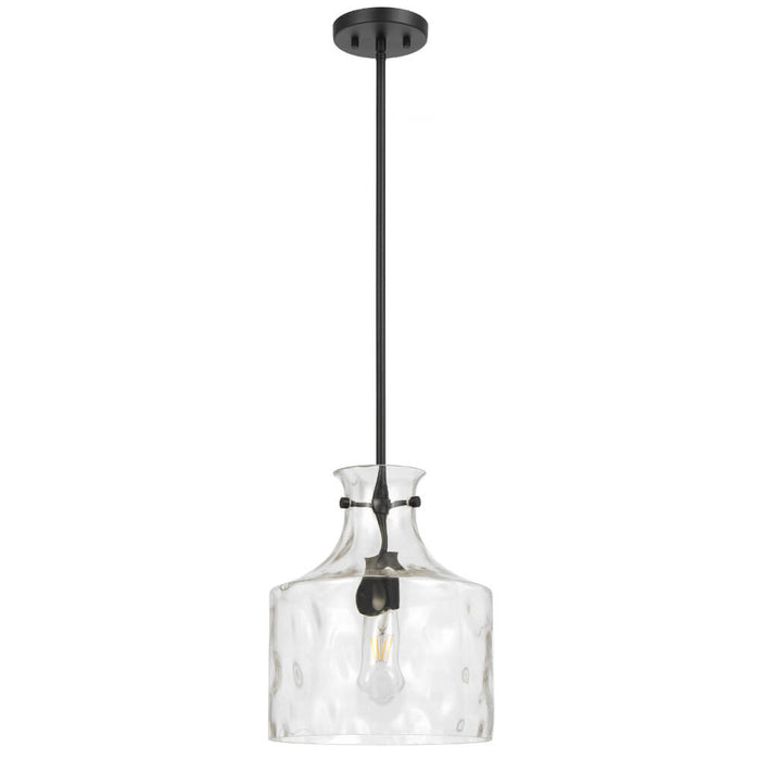 PERRON: Pendant Light with Textured Glass Shade (Available in Black, Antique Gold & Nickel, 1 Light & 4 Light)