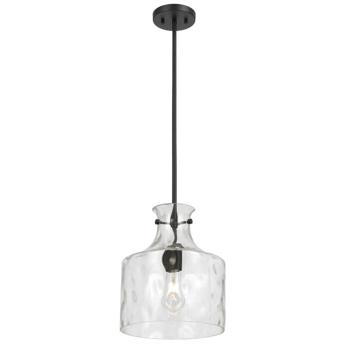 Telbix PERRON: Pendant Light with Textured Glass Shade (Available in Black, Antique Gold & Nickel, 1 Light & 4 Light)