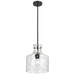 Telbix PERRON: Pendant Light with Textured Glass Shade (Available in Black, Antique Gold & Nickel, 1 Light & 4 Light)