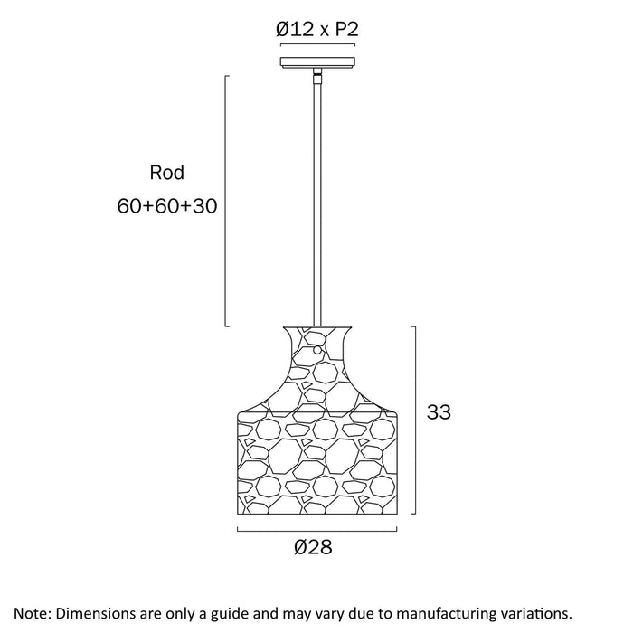 PERRON: Pendant Light with Textured Glass Shade (Available in Black, Antique Gold & Nickel, 1 Light & 4 Light)