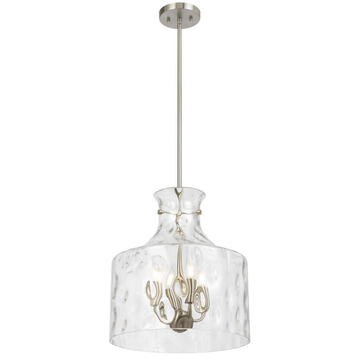 PERRON: Pendant Light with Textured Glass Shade (Available in Black, Antique Gold & Nickel, 1 Light & 4 Light)