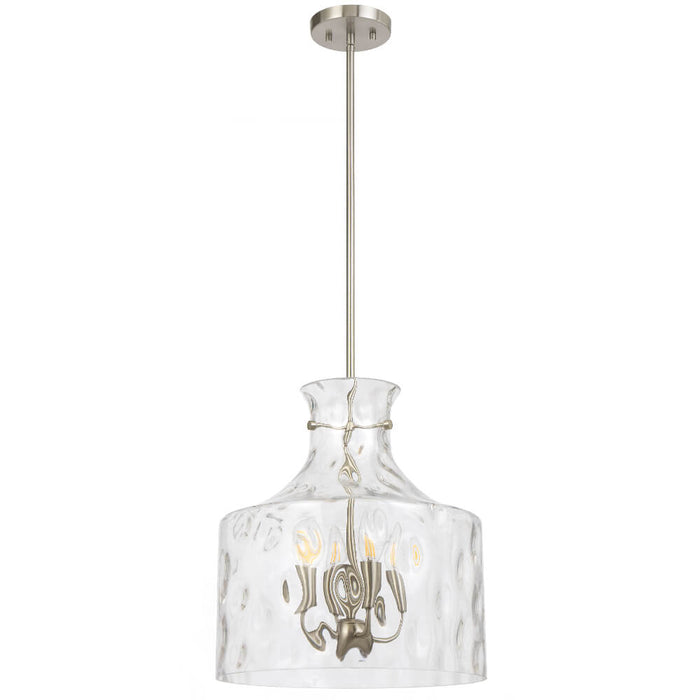 PERRON: Pendant Light with Textured Glass Shade (Available in Black, Antique Gold & Nickel, 1 Light & 4 Light)