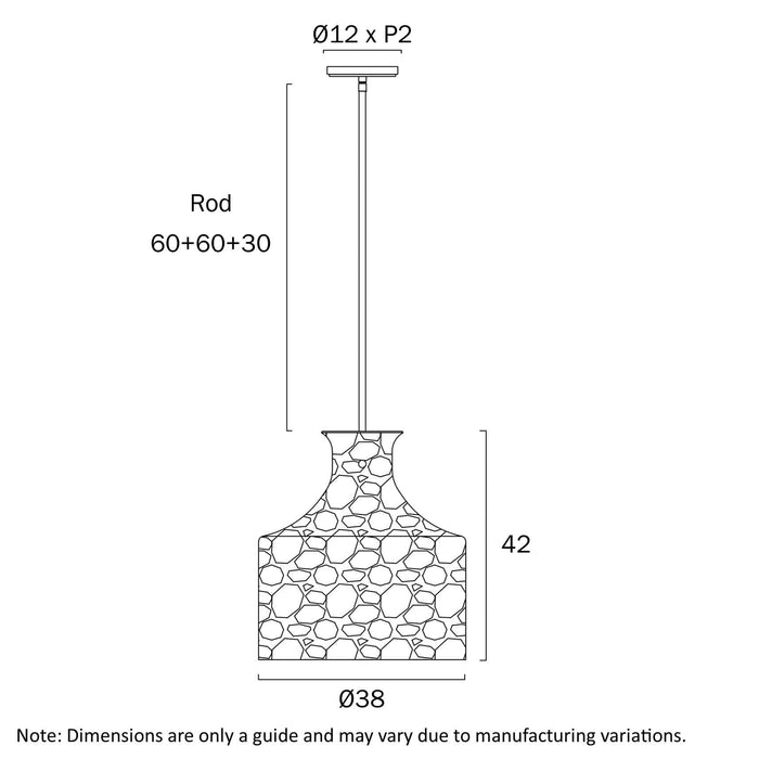PERRON: Pendant Light with Textured Glass Shade (Available in Black, Antique Gold & Nickel, 1 Light & 4 Light)