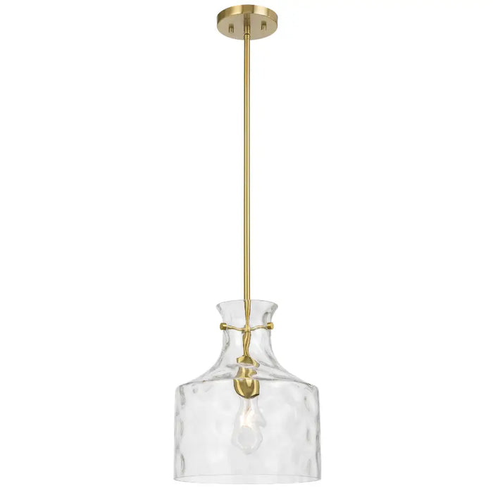 PERRON: Pendant Light with Textured Glass Shade (Available in Black, Antique Gold & Nickel, 1 Light & 4 Light)