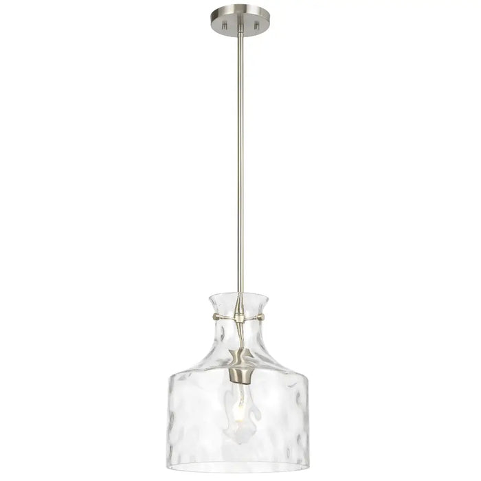 PERRON: Pendant Light with Textured Glass Shade (Available in Black, Antique Gold & Nickel, 1 Light & 4 Light)