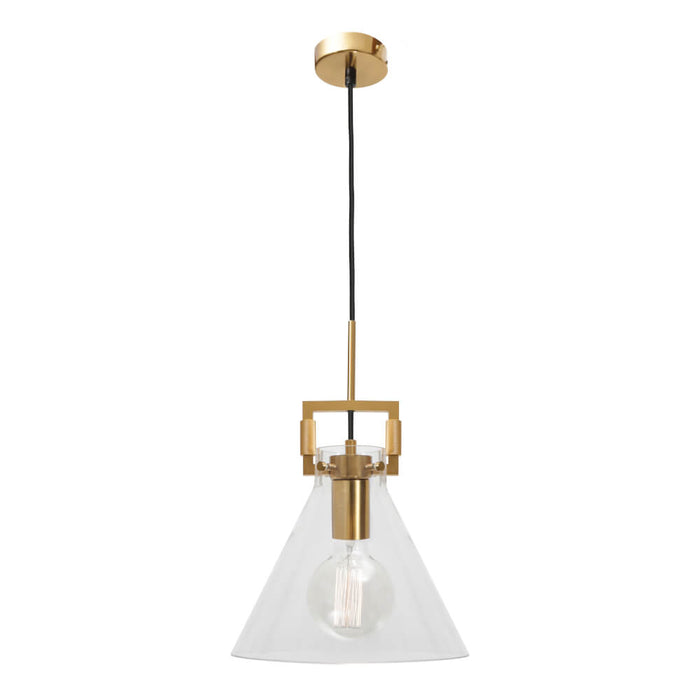 PIERRE: 1 Light Pendant with Clear Glass Shade (Available in Black & Gold Finish)