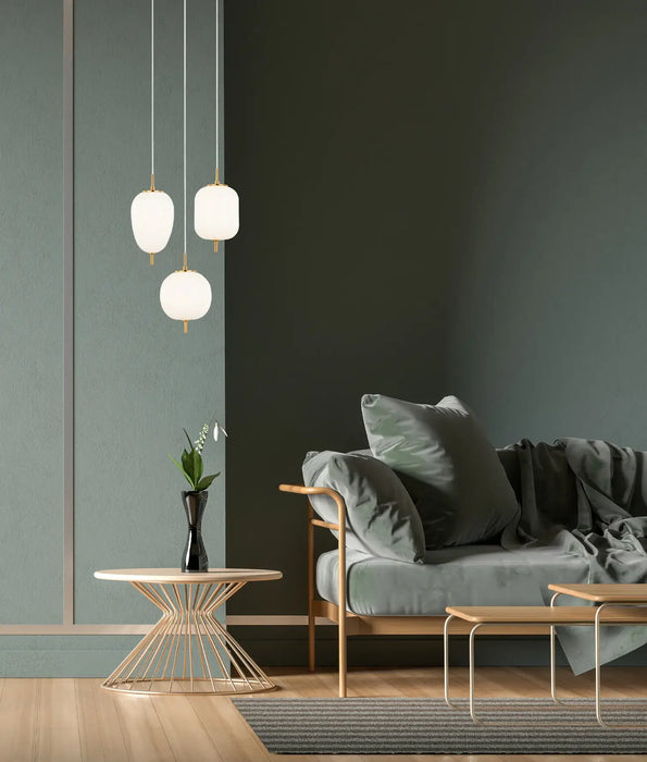 PINO: 3 Light Interior Pendant Light with Mirror Finish Glass Diffuser (avail in Brass & Black)