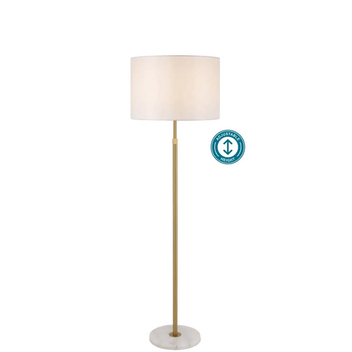 Telbix PLACIN Adjustable Floor Lamp with Marble Base and Fabric Shade (avail in Antique Gold and Bronze)