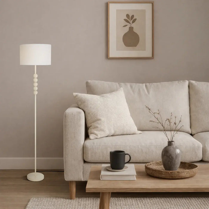 POETIX: Modern Elegant Floor Lamp with Ivory Shade (Available in Gold & Beige)