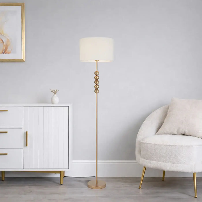 POETIX: Modern Elegant Floor Lamp with Ivory Shade (Available in Gold & Beige)
