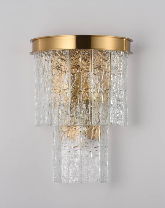 PALAZZO-A3: 3 Light Brushed Brass 3D Glass Wall Bracket