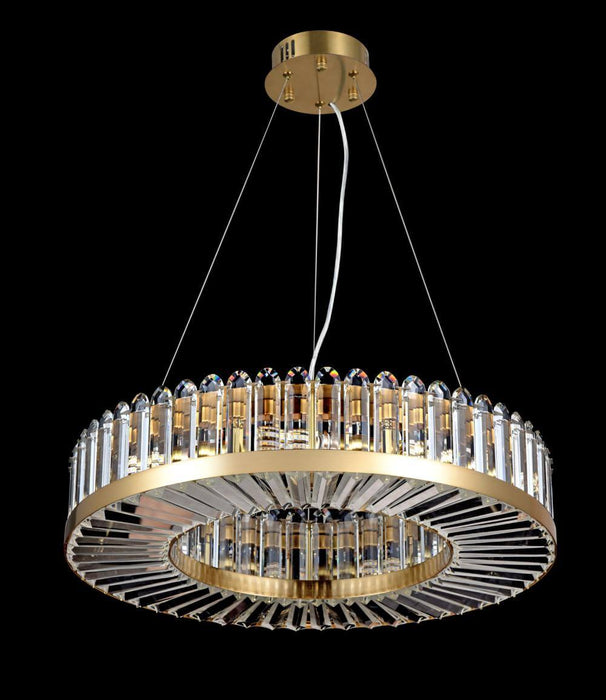 PALLADIO: Round Brushed Brass Crystal Pendant Light (Available in 9 Light & 12 Light)