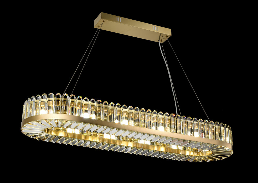 PALLADIO - 12L Brushed Brass Crystal Long Pendant 240V E14