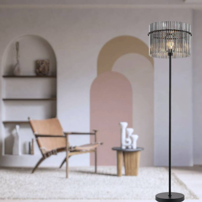 QUILO: Floor Lamp with Smoke Glass Shade