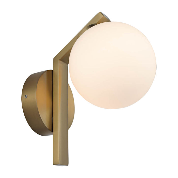 RAYNA: 1 Light IP44 Wall Light with Round Glass Diffuser (Available in Black, Chrome & Gold)