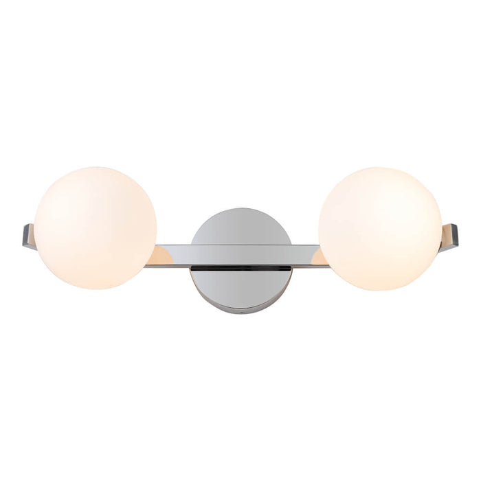 RAYNA: 2 Light IP44 Wall Light with Round Glass Diffuser (Available in Black, Chrome & Gold)