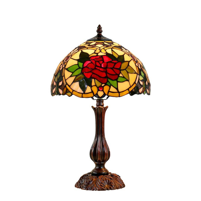 G&G Bros Red Camellia Leadlight Table Lamp (Avail in 2 sizes)