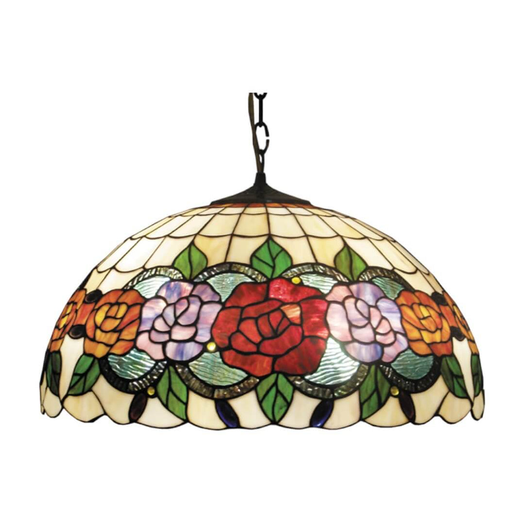 Red Rose Hanging Leadlight Pendant Lamp — Discount Lighting