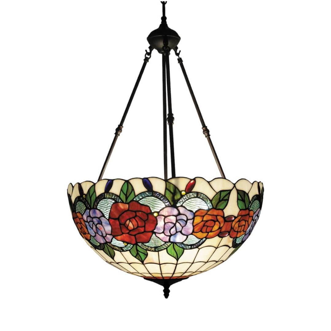 Red Rose Leadlight Pendant Lamp — Discount Lighting