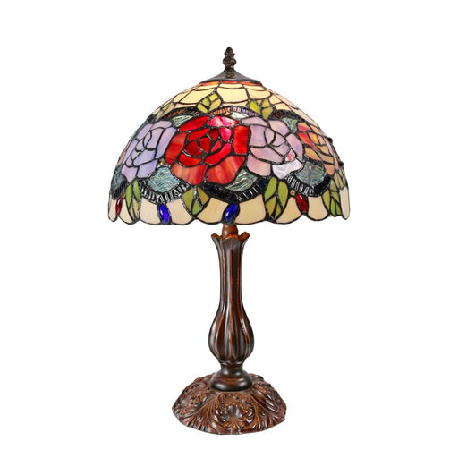 G&G Bros Red Rose Leadlight Table Lamp (Avail in 2 sizes)