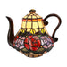 G&G Bros Red Rose Teapot Leadlight Table Lamp