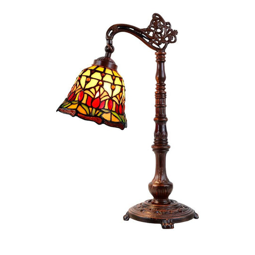 G&G Bros Red Tulip Edwardian Leadlight Table Lamp