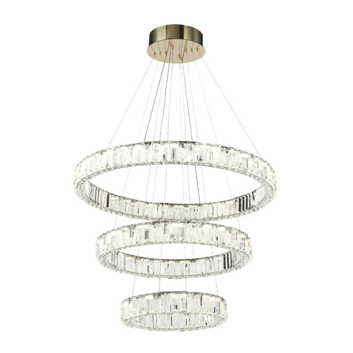 RIAS: Crystal LED Pendant Light (Available in Gold & Chrome, 1,2, 3 & 6 Tier)