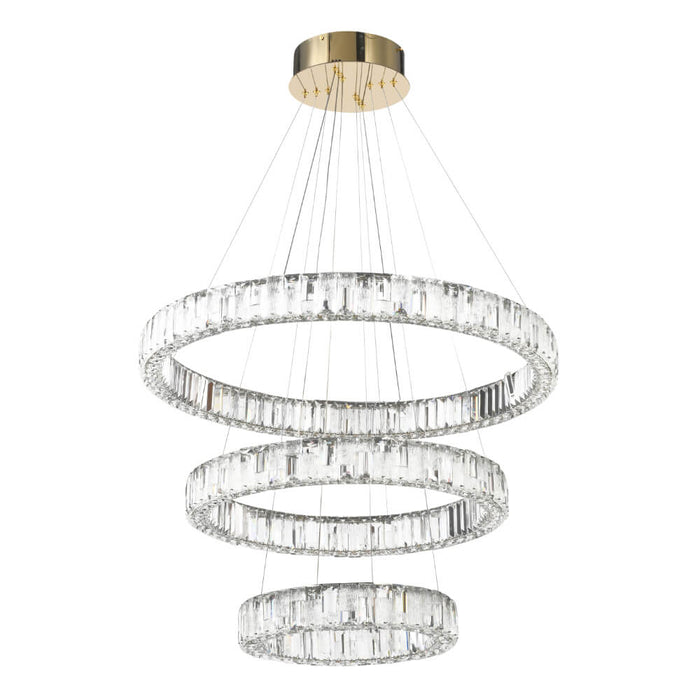 RIAS: Crystal LED Pendant Light (Available in Gold & Chrome, 1,2, 3 & 6 Tier)