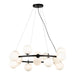 Fiorentino RIONA: Metal Ring Pendant with Round Cluster Glass Diffuser (Available in Black & Gold, 10 Light & 16 Light)