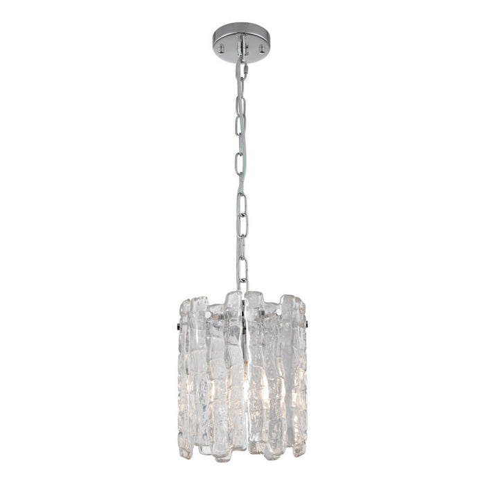Cougar RIVIERA: Elegant Clear Ice Glass Panels Pendant Light (Available in 1 Light, 5 Light &10 Light | Chrome & Gold)