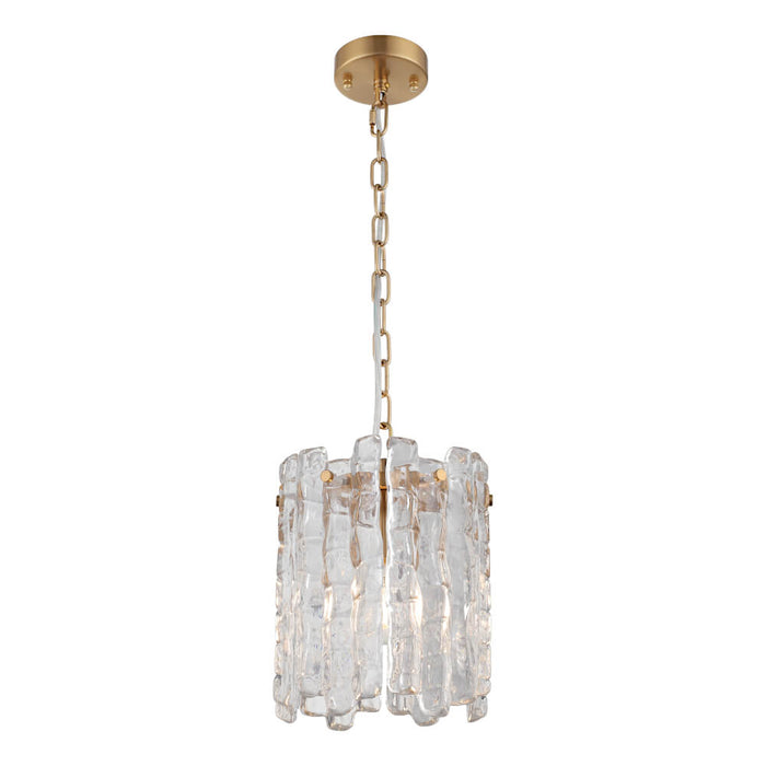 RIVIERA: Elegant Clear Ice Glass Panels Pendant Light (Available in 1 Light, 5 Light &10 Light | Chrome & Gold)