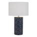 Telbix RODOS: Elegant Deep Blue Glazed Ceramic Base Table Lamp with Drum Shade