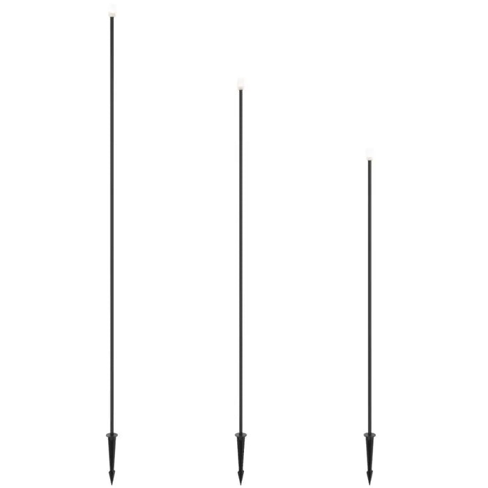 Telbix RUSH: 3 Pack Slim Black 24V IP65 Exterior LED Garden Spike Post Light