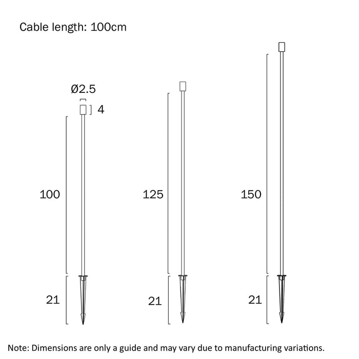 RUSH: 3 Pack Slim Black 24V IP65 Exterior LED Garden Spike Post Light