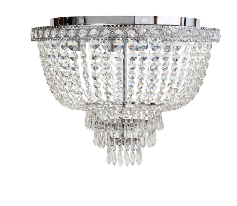 Fiorentino RIANNA-50: Chrome 4 Light Crystal Close to Ceiling Pendant