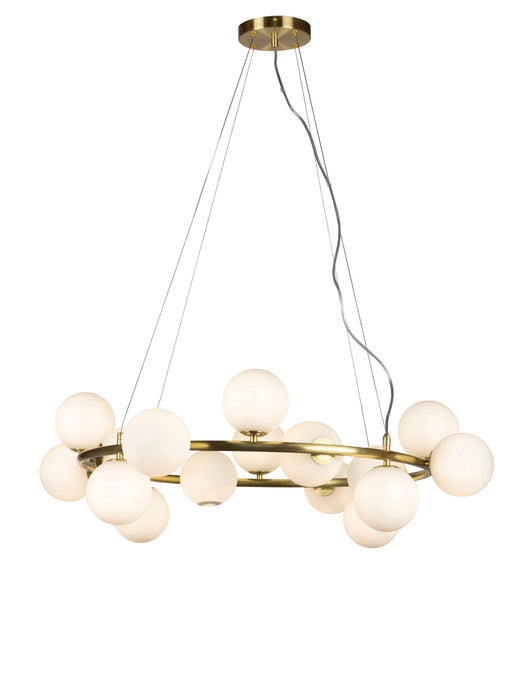 RIONA: Metal Ring Pendant with Round Cluster Glass Diffuser (Available in Black & Gold, 10 Light & 16 Light)