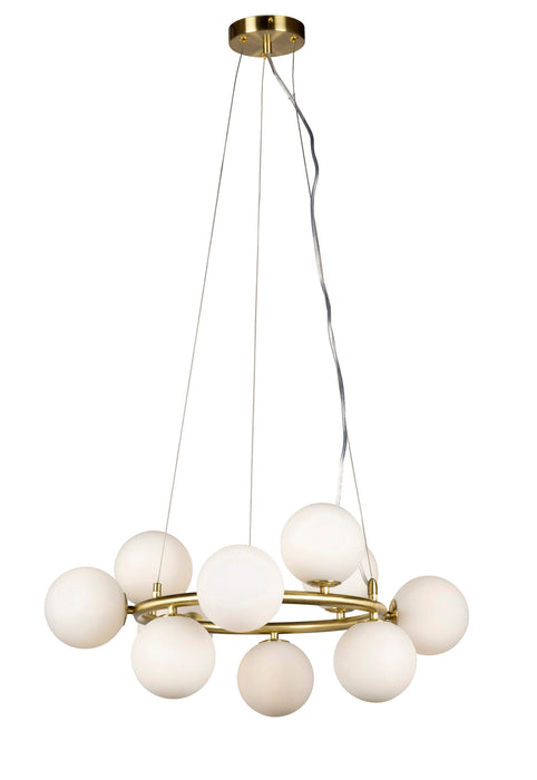 RIONA: Metal Ring Pendant with Round Cluster Glass Diffuser (Available in Black & Gold, 10 Light & 16 Light)