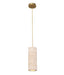 CLA SAGITTA: Oblong Beige Travertine with Brass Highlight Interior Pendant Light