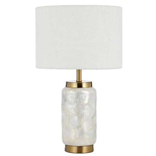 Telbix SENECA: Elegant White Table Lamp with Capiz Shell Detailing