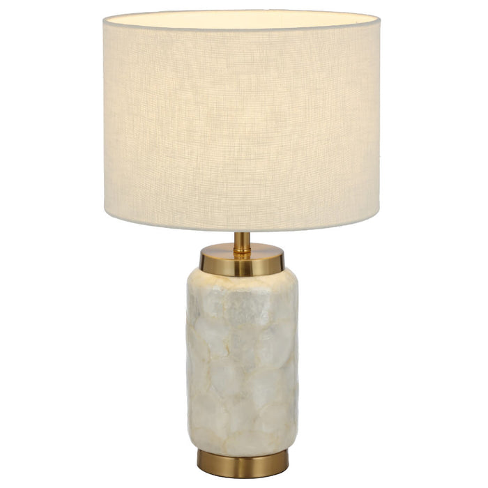 SENECA: Elegant White Table Lamp with Capiz Shell Detailing