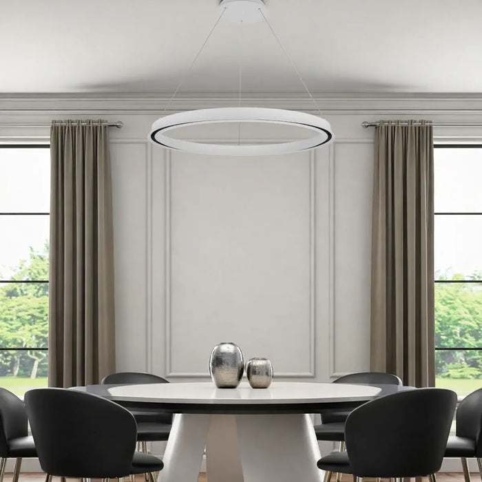 SERDA: White 3CCT Contemporary LED Ring Pendant Light (Available in 63cm & 93cm)
