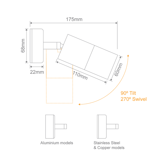 SHADOW: 1 Light Adjustable 12V MR16 TRIO Exterior Wall Light