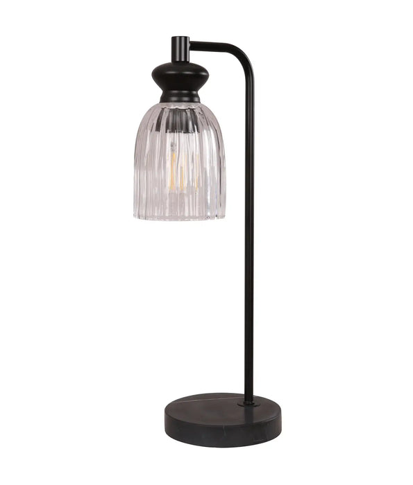 SINO: Ellipse Clear Glass Shade Marble Base Interior Table Lamps (Available in Black & Brass)