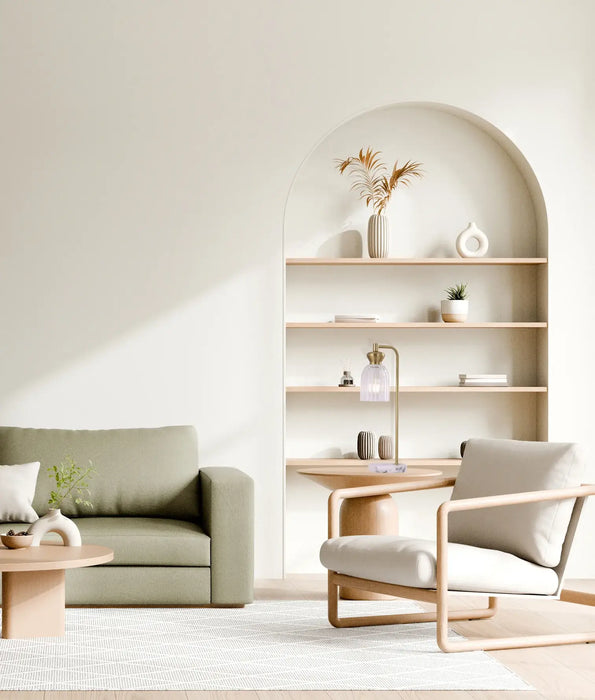 SINO: Ellipse Clear Glass Shade Marble Base Interior Table Lamps (Available in Black & Brass)