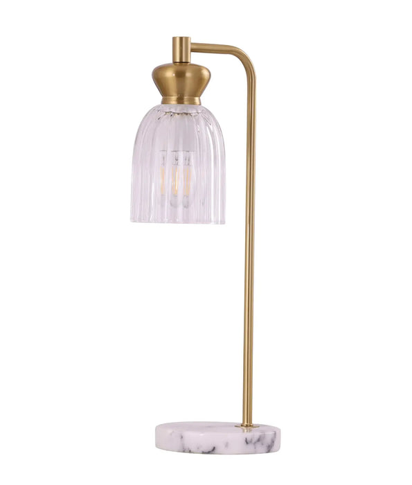 SINO: Ellipse Clear Glass Shade Marble Base Interior Table Lamps (Available in Black & Brass)