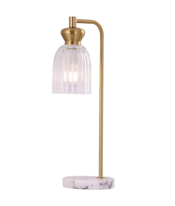 SINO: Ellipse Clear Glass Shade Marble Base Interior Table Lamps (Available in Black & Brass)