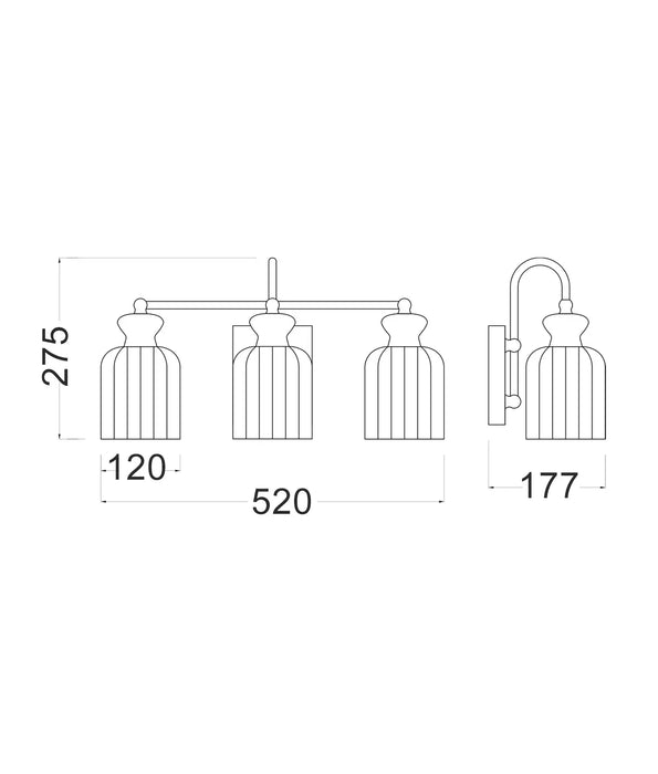 SINO: Ellipse Triple Clear Glass Shade Interior Wall Lights (Available in Black & Brass)