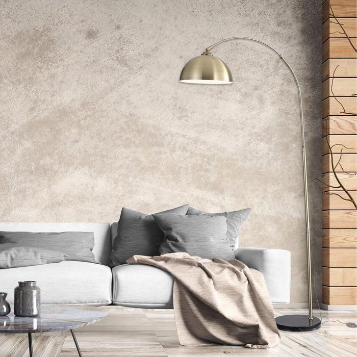 MARMO: Arc Floor Lamp with Marble Base - Available in Black, Chrome & Antique Brass)
