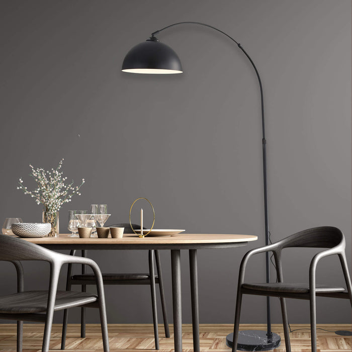 MARMO: Arc Floor Lamp with Marble Base - Available in Black, Chrome & Antique Brass)